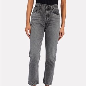 Agolde Riley High-Rise Straight Cropped Jeans - Size 30, Inkjet